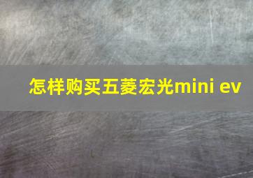 怎样购买五菱宏光mini ev